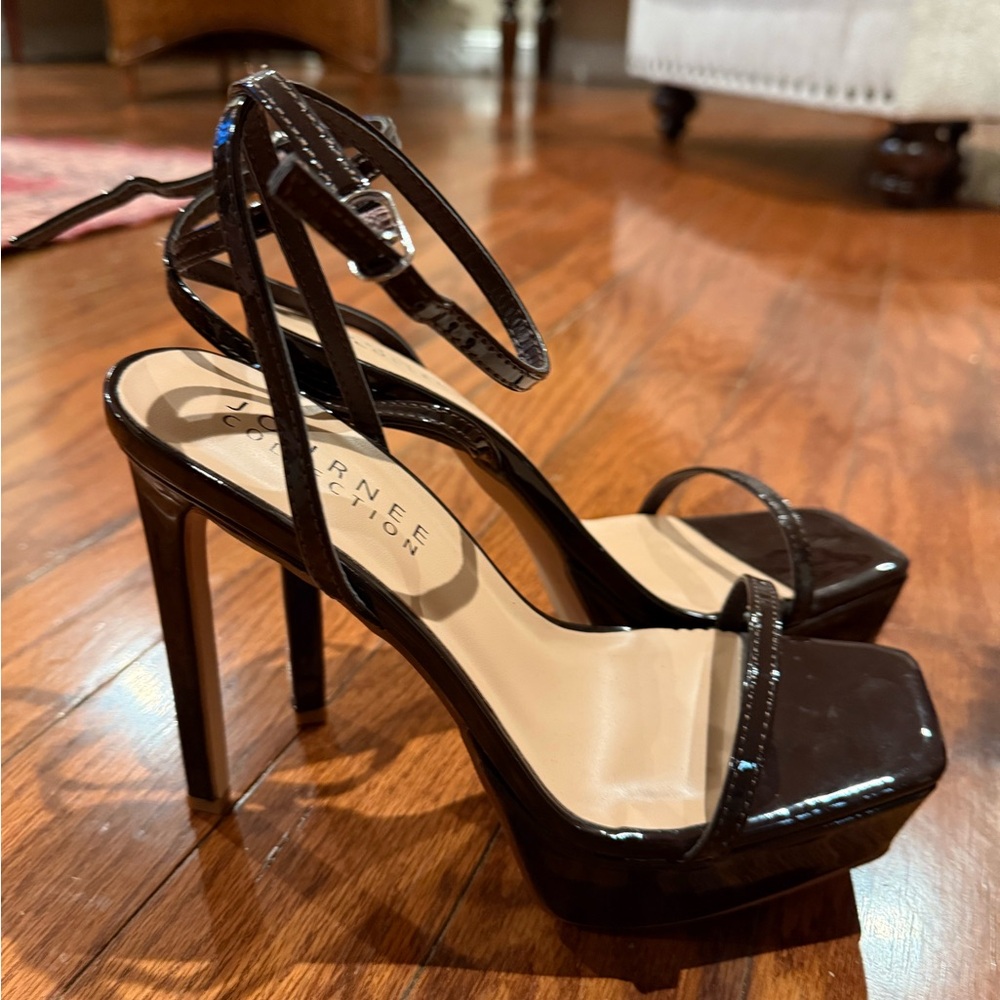 Journee Collection Black Stiletto Heels with Straps